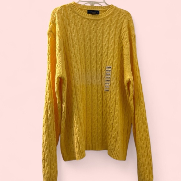 Karen Scott sweater, yellow, size  XL, soft cable knit , all cotton - Picture 1 of 6